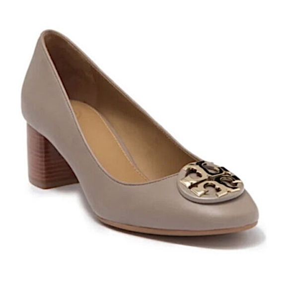 Tory Burch 'Claire' 50mm Round Toe Pump French Gray Leather - Picture 5 of 8